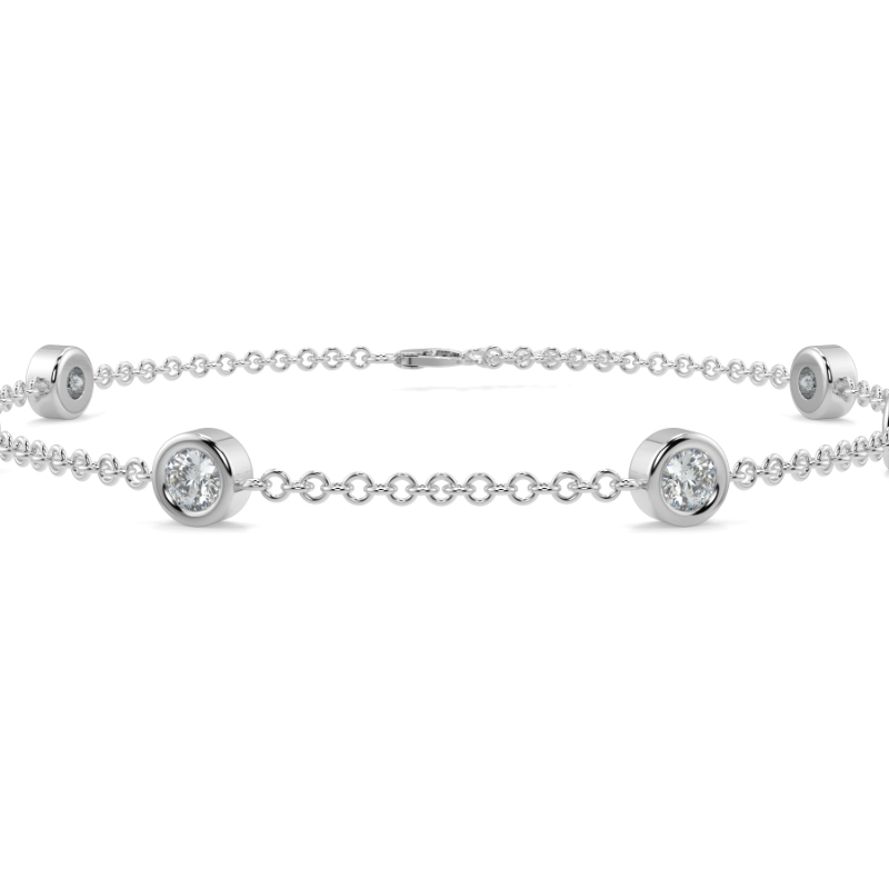 0.27 CT Lab Grown 6 Diamond Bezel Set Bracelet Bezel Set In 18K White Gold