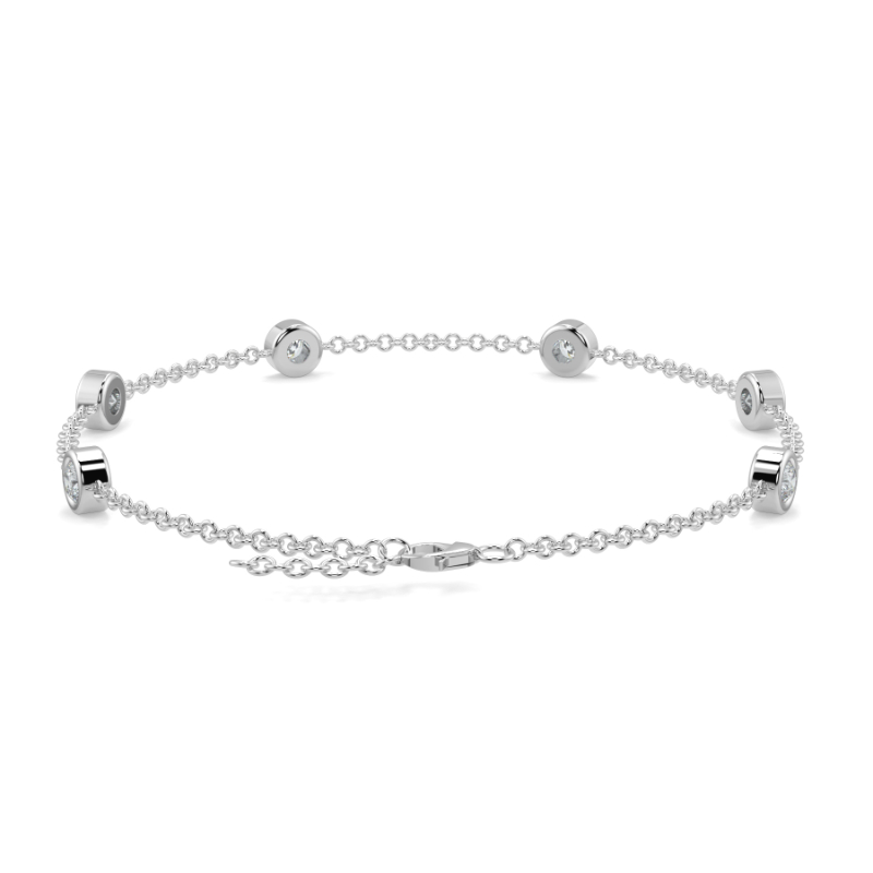0.27 CT Lab Grown 6 Diamond Bezel Set Bracelet Bezel Set In 18K White Gold