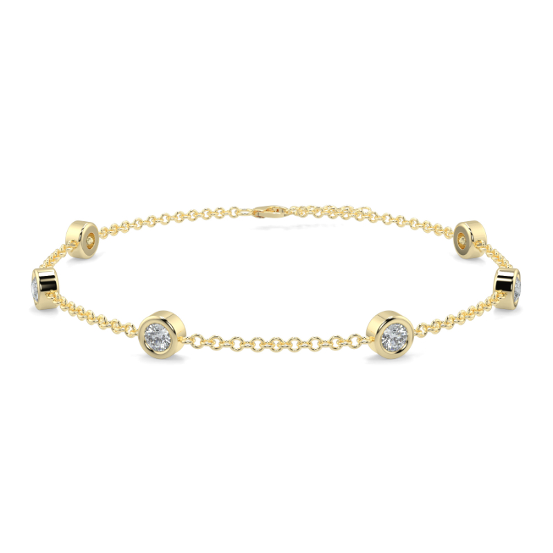 0.27 CT Lab Grown 6 Diamond Bezel Set Bracelet Bezel Set In 9K Yellow Gold