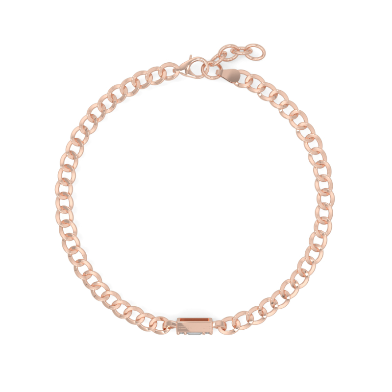 0.44 CT Lab Grown Emerald Illusion Curb Chain Bracelets  In 14K Rose Gold
