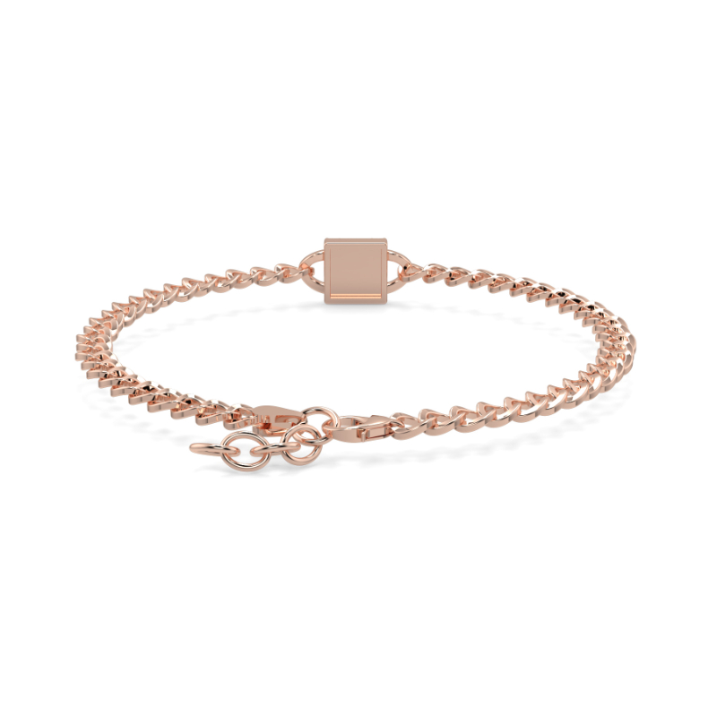 0.44 CT Lab Grown Emerald Illusion Curb Chain Bracelets  In 14K Rose Gold