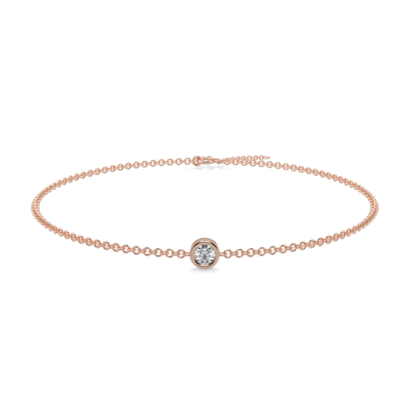 0.07 CT Lab Grown Single Diamond Bezel Bracelet Bezel Set In 18K Rose Gold
