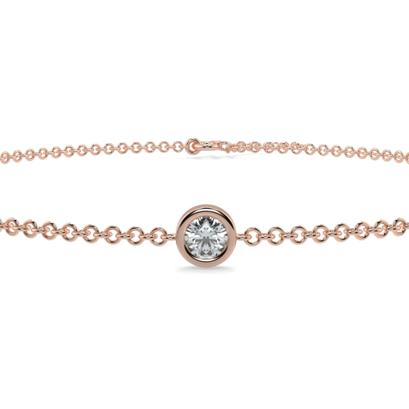0.07 CT Lab Grown Single Diamond Bezel Bracelet Bezel Set In 14K Rose Gold