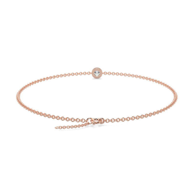 0.07 CT Lab Grown Single Diamond Bezel Bracelet Bezel Set In 14K Rose Gold
