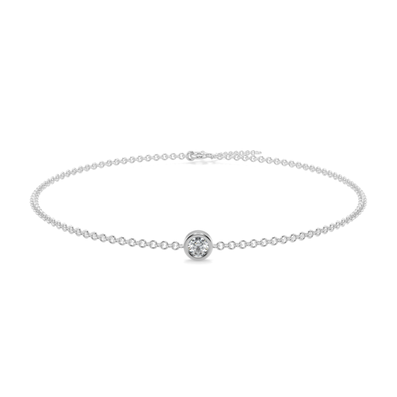 0.07 CT Lab Grown Single Diamond Bezel Bracelet Bezel Set In 18K White Gold