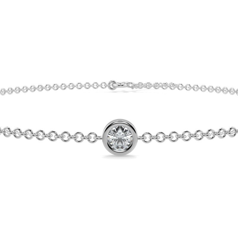 0.07 CT Lab Grown Single Diamond Bezel Bracelet Bezel Set In 18K White Gold