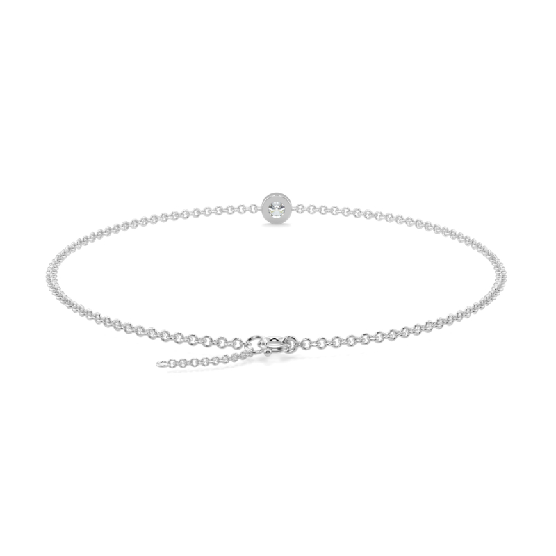 0.07 CT Lab Grown Single Diamond Bezel Bracelet Bezel Set In 18K White Gold