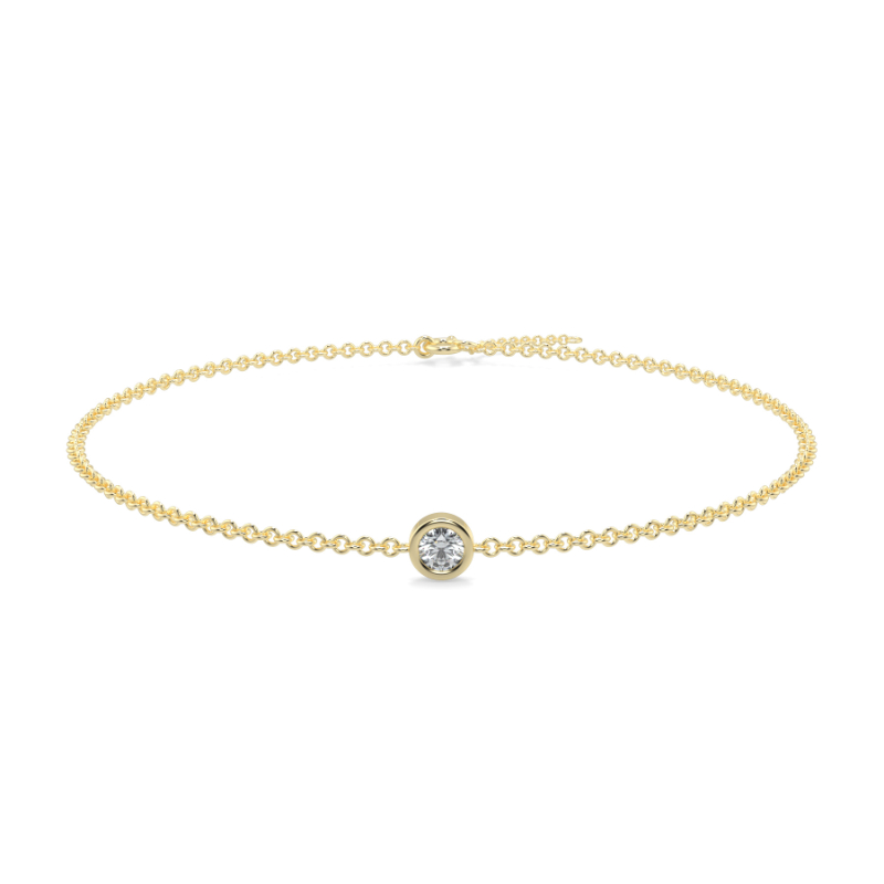 0.07 CT Lab Grown Single Diamond Bezel Bracelet Bezel Set In 9K Yellow Gold