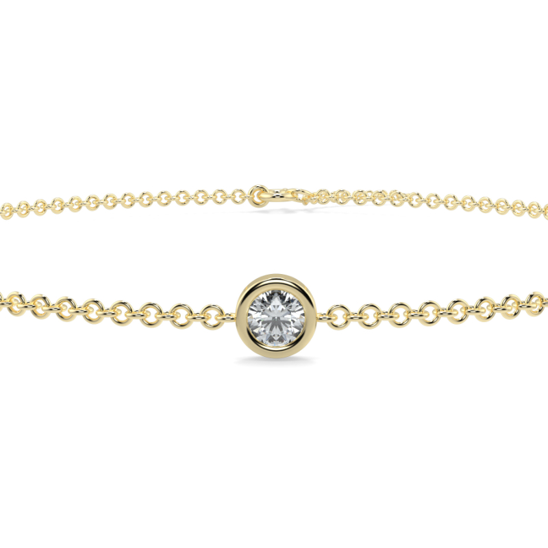 0.07 CT Lab Grown Single Diamond Bezel Bracelet Bezel Set In 9K Yellow Gold