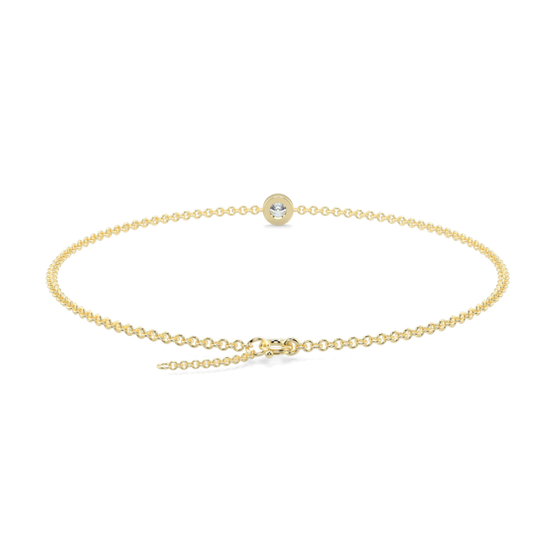 0.07 CT Lab Grown Single Diamond Bezel Bracelet Bezel Set In 9K Yellow Gold