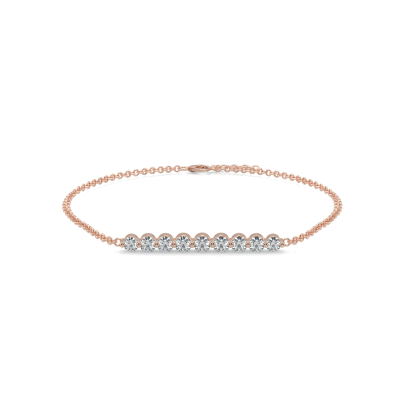 0.3 CT Lab Grown 9 Diamond Graduated Diamond Bracelet Shared Claw Set In 18K Rose Gold