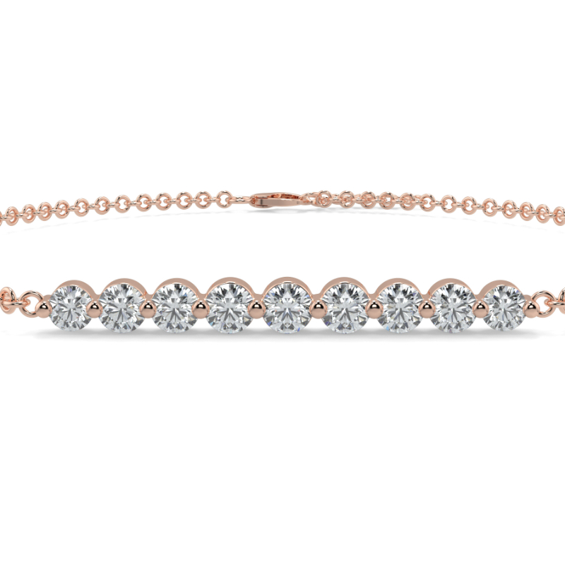 0.3 CT Lab Grown 9 Diamond Graduated Diamond Bracelet Shared Claw Set In 14K Rose Gold