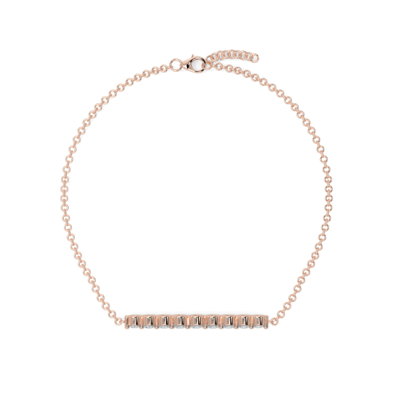 0.3 CT Lab Grown 9 Diamond Graduated Diamond Bracelet Shared Claw Set In 14K Rose Gold