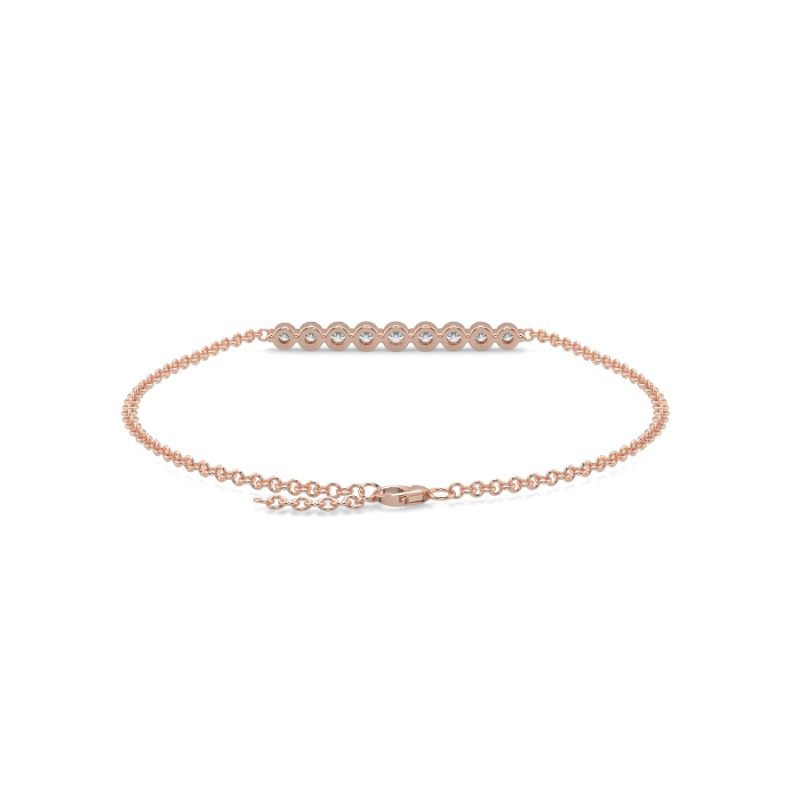 0.3 CT Lab Grown 9 Diamond Graduated Diamond Bracelet Shared Claw Set In 14K Rose Gold