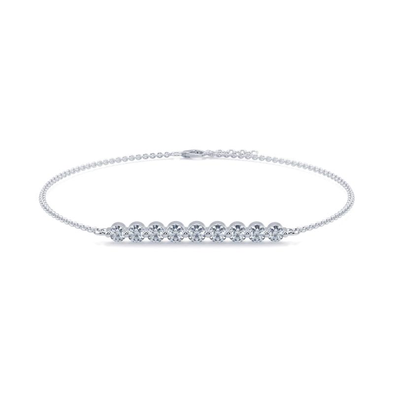 0.3 CT Lab Grown 9 Diamond Graduated Diamond Bracelet Shared Claw Set In 18K White Gold