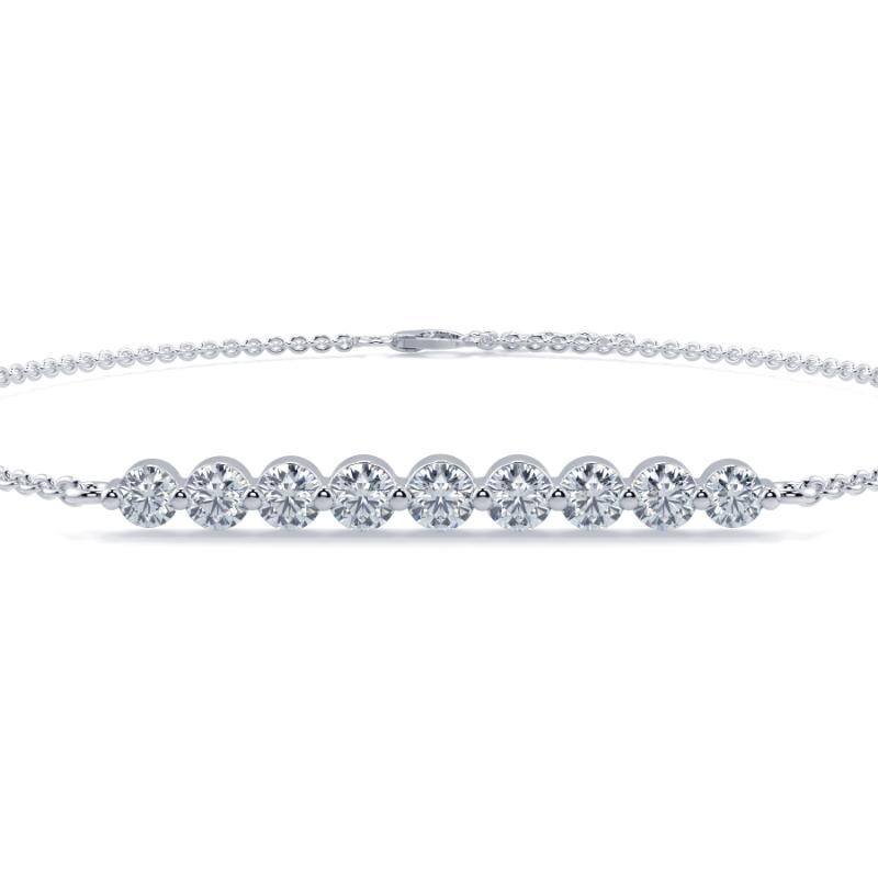 0.3 CT Lab Grown 9 Diamond Graduated Diamond Bracelet Shared Claw Set In 18K White Gold