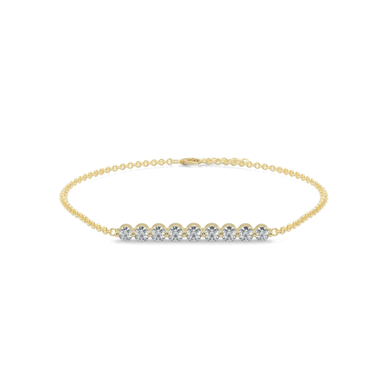 0.3 CT Lab Grown 9 Diamond Graduated Diamond Bracelet Shared Claw Set In 9K Yellow Gold