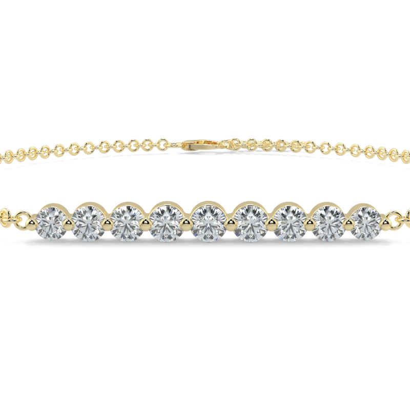 0.3 CT Lab Grown 9 Diamond Graduated Diamond Bracelet Shared Claw Set In 9K Yellow Gold