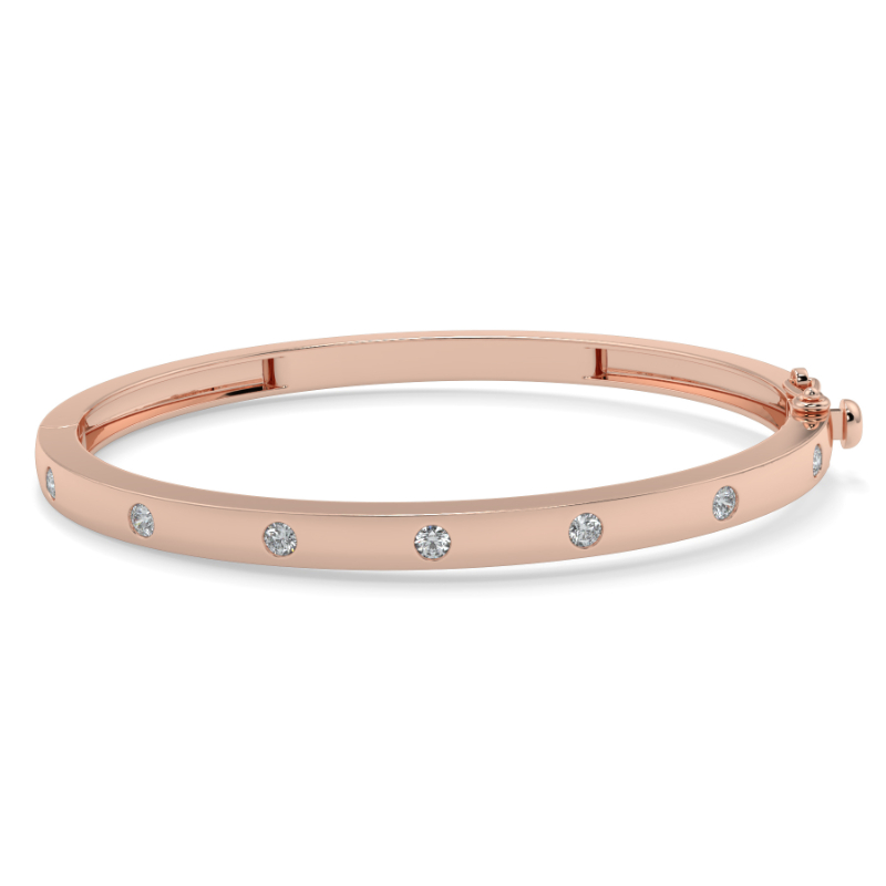 0.45 CT Lab Grown Diamond Bangle Shared Claw Set In 18K Rose Gold