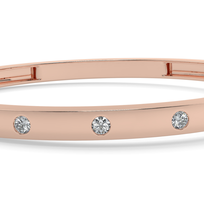 0.45 CT Lab Grown Diamond Bangle Shared Claw Set In 14K Rose Gold