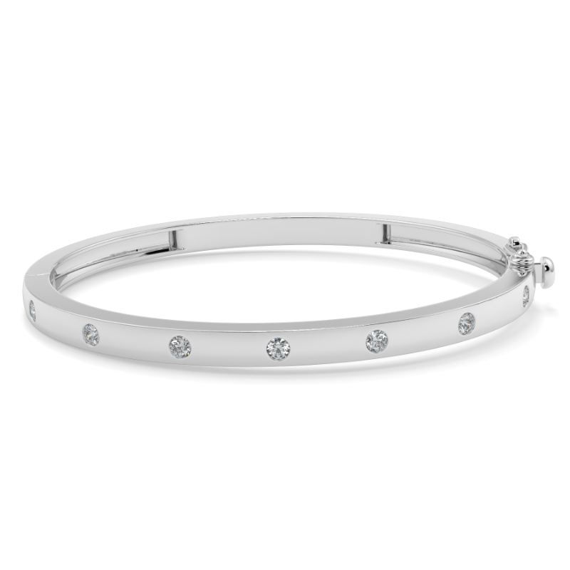 0.45 CT Lab Grown Diamond Bangle Shared Claw Set In 18K White Gold