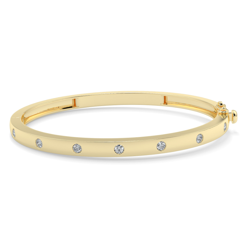 0.45 CT Lab Grown Diamond Bangle Shared Claw Set In 9K Yellow Gold