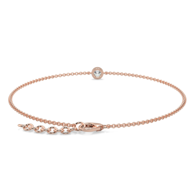0.15 CT Lab Grown Round Diamond Chain Bracelet Bezel Set In 14K Rose Gold