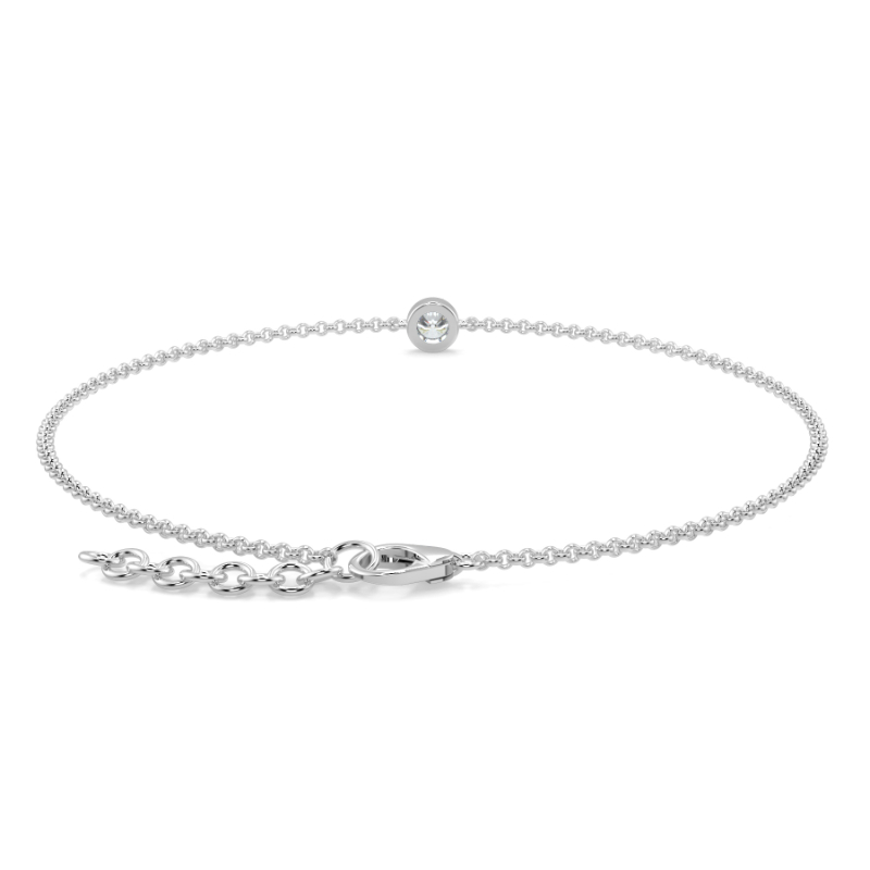0.15 CT Lab Grown Round Diamond Chain Bracelet Bezel Set In 18K White Gold
