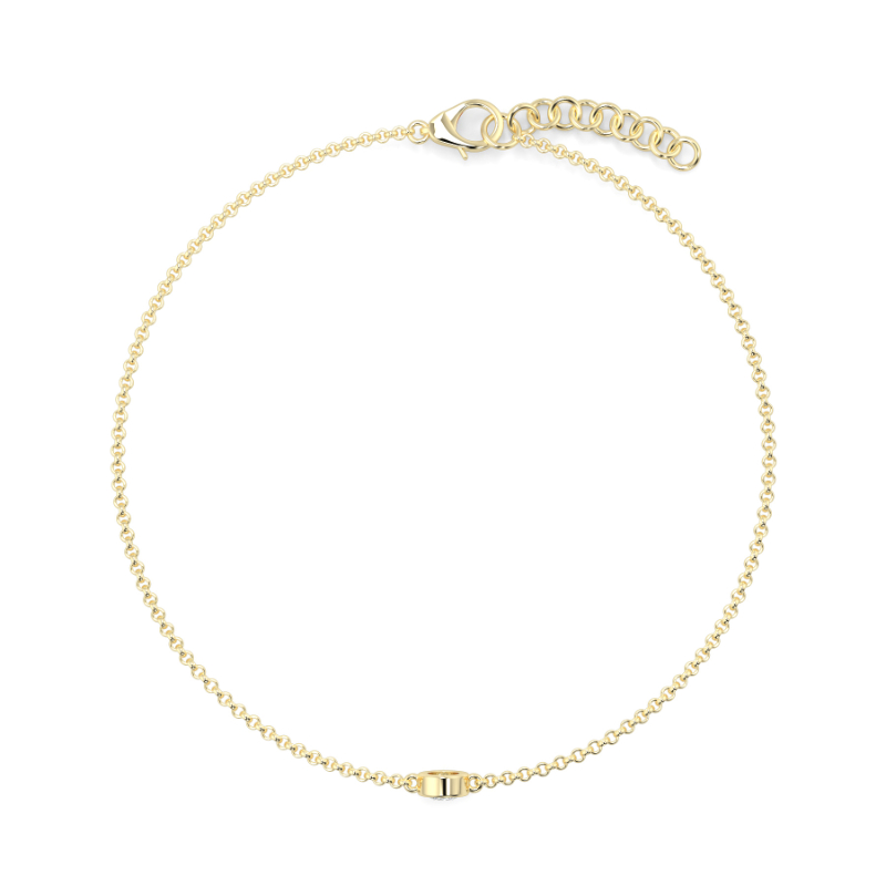 0.15 CT Lab Grown Round Diamond Chain Bracelet Bezel Set In 14K Yellow Gold