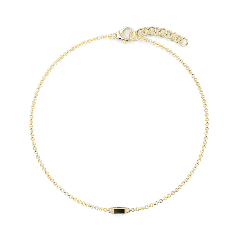 0.21 CT Lab Grown Emerald Diamond Chain Bracelet Bezel Set In 18K Yellow Gold