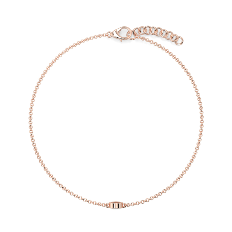 0.15 CT Lab Grown Heart Diamond Chain Bracelet Bezel Set In 14K Rose Gold