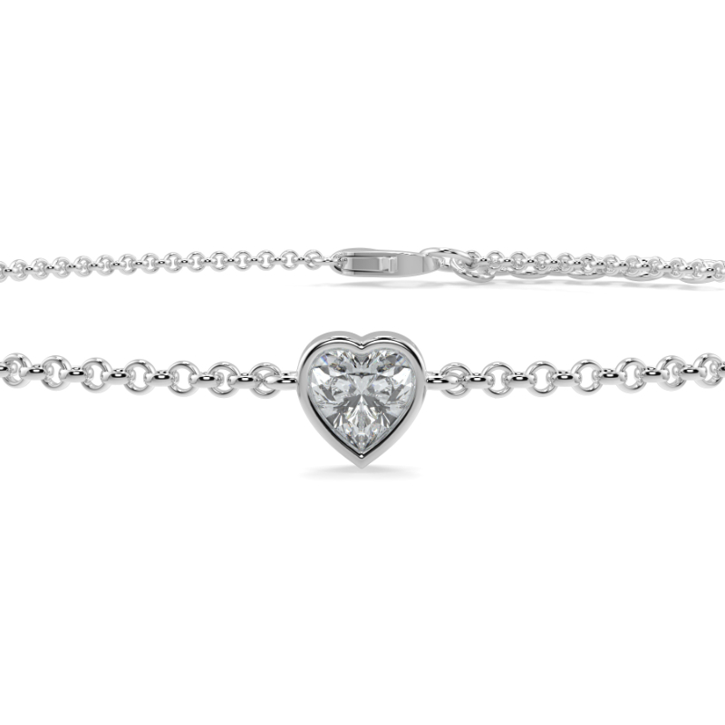 0.15 CT Lab Grown Heart Diamond Chain Bracelet Bezel Set In Platinum