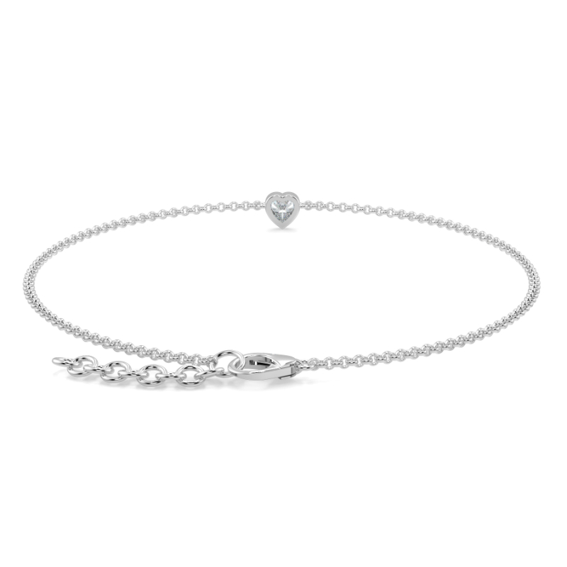 0.15 CT Lab Grown Heart Diamond Chain Bracelet Bezel Set In Platinum