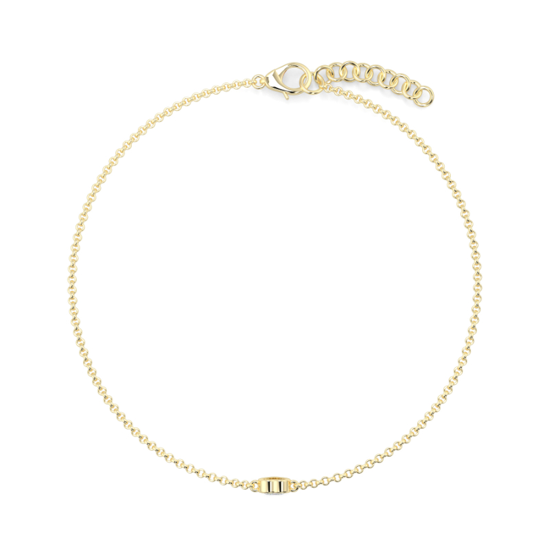 0.15 CT Lab Grown Heart Diamond Chain Bracelet Bezel Set In 9K Yellow Gold