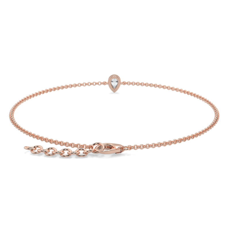 0.15 CT Lab Grown Pear Diamond Chain Bracelet Bezel Set In 14K Rose Gold