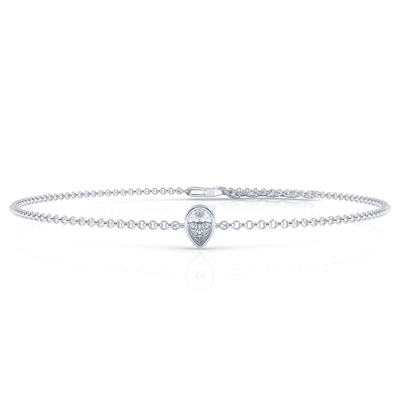 0.15 CT Lab Grown Pear Diamond Chain Bracelet Bezel Set In Platinum