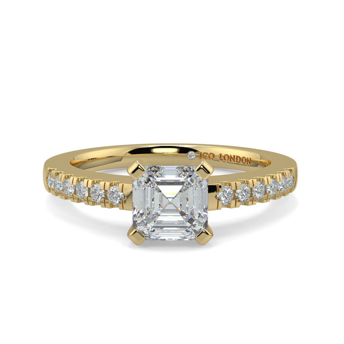 Asscher Shoulder Diamond  Engagement Rings