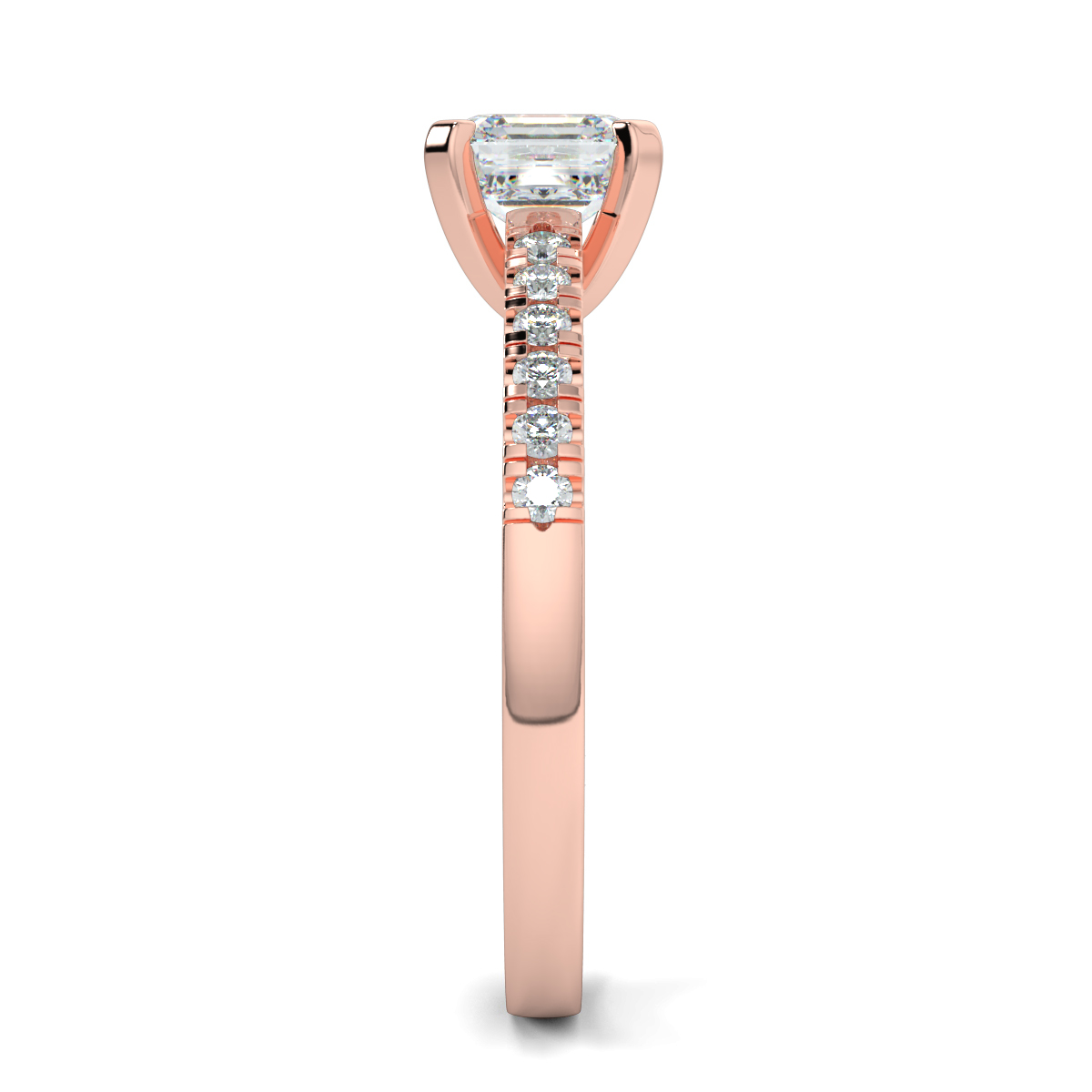 Asscher Shoulder Diamond  Engagement Rings