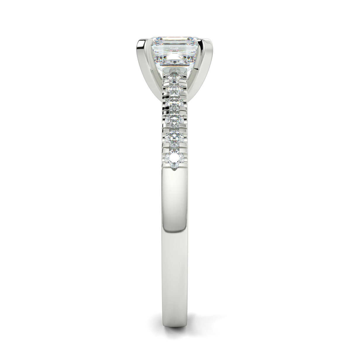 Asscher Shoulder Diamond  Engagement Rings