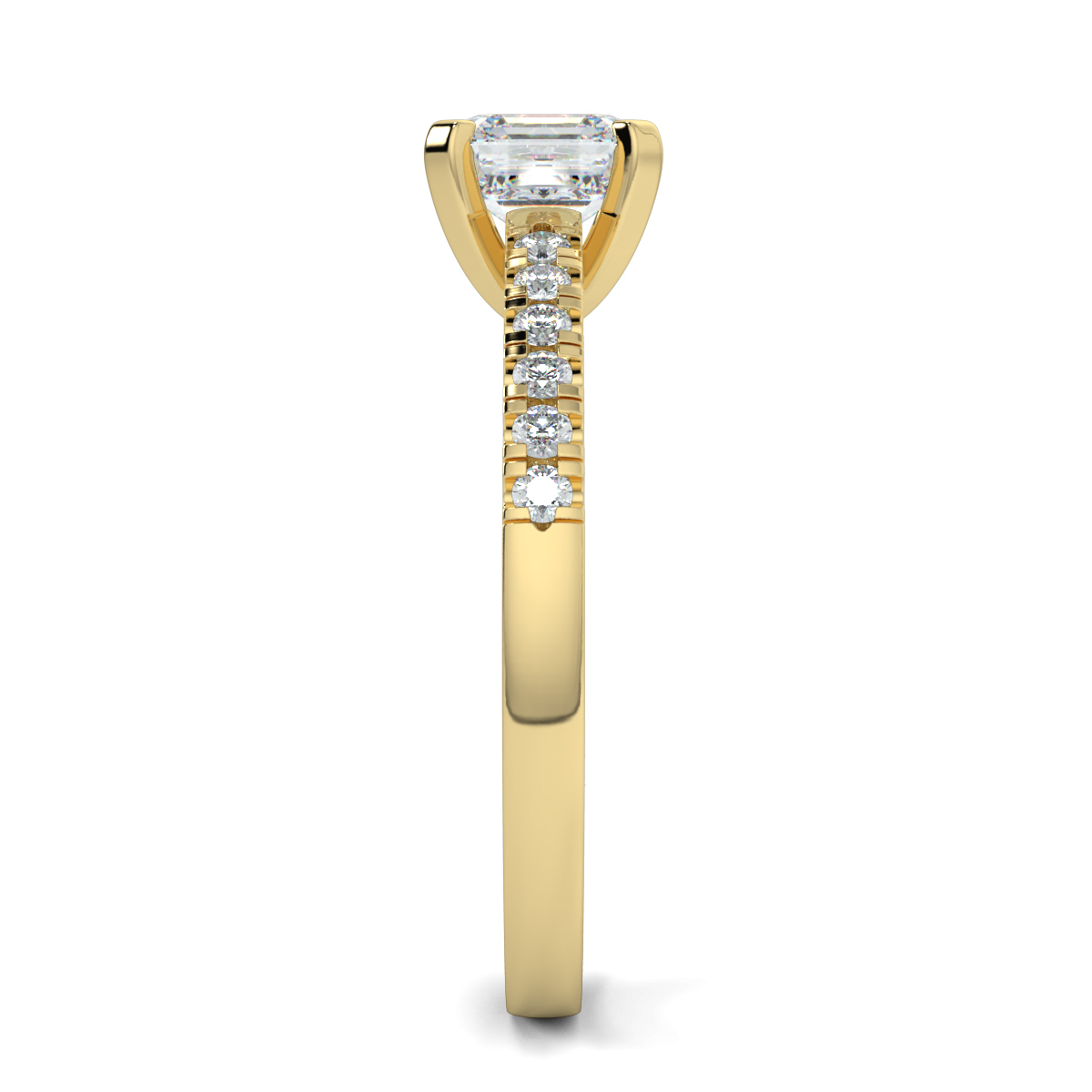 Asscher Shoulder Diamond  Engagement Rings