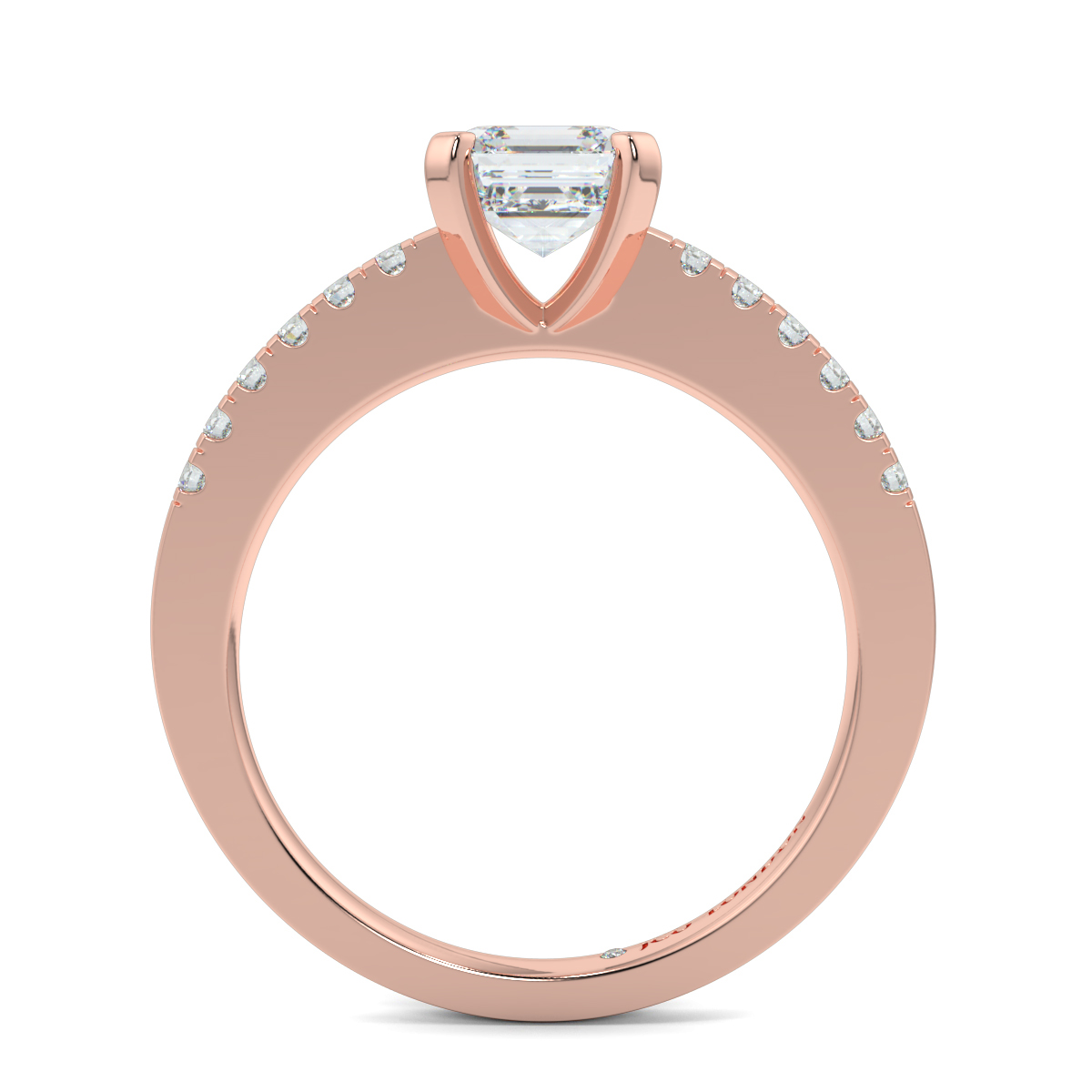 Asscher Shoulder Diamond  Engagement Rings