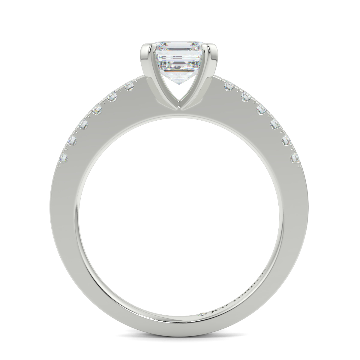 Asscher Shoulder Diamond  Engagement Rings