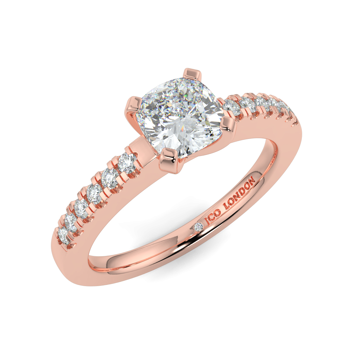 Cusion Shoulder Diamond  Engagement Rings