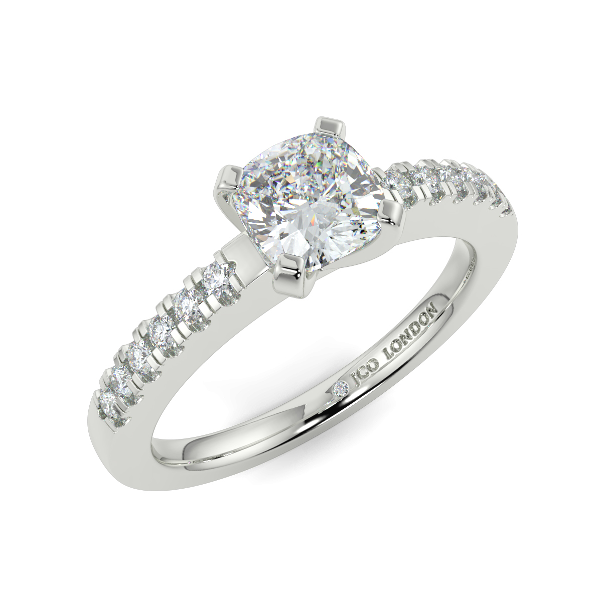 Cusion Shoulder Diamond  Engagement Rings