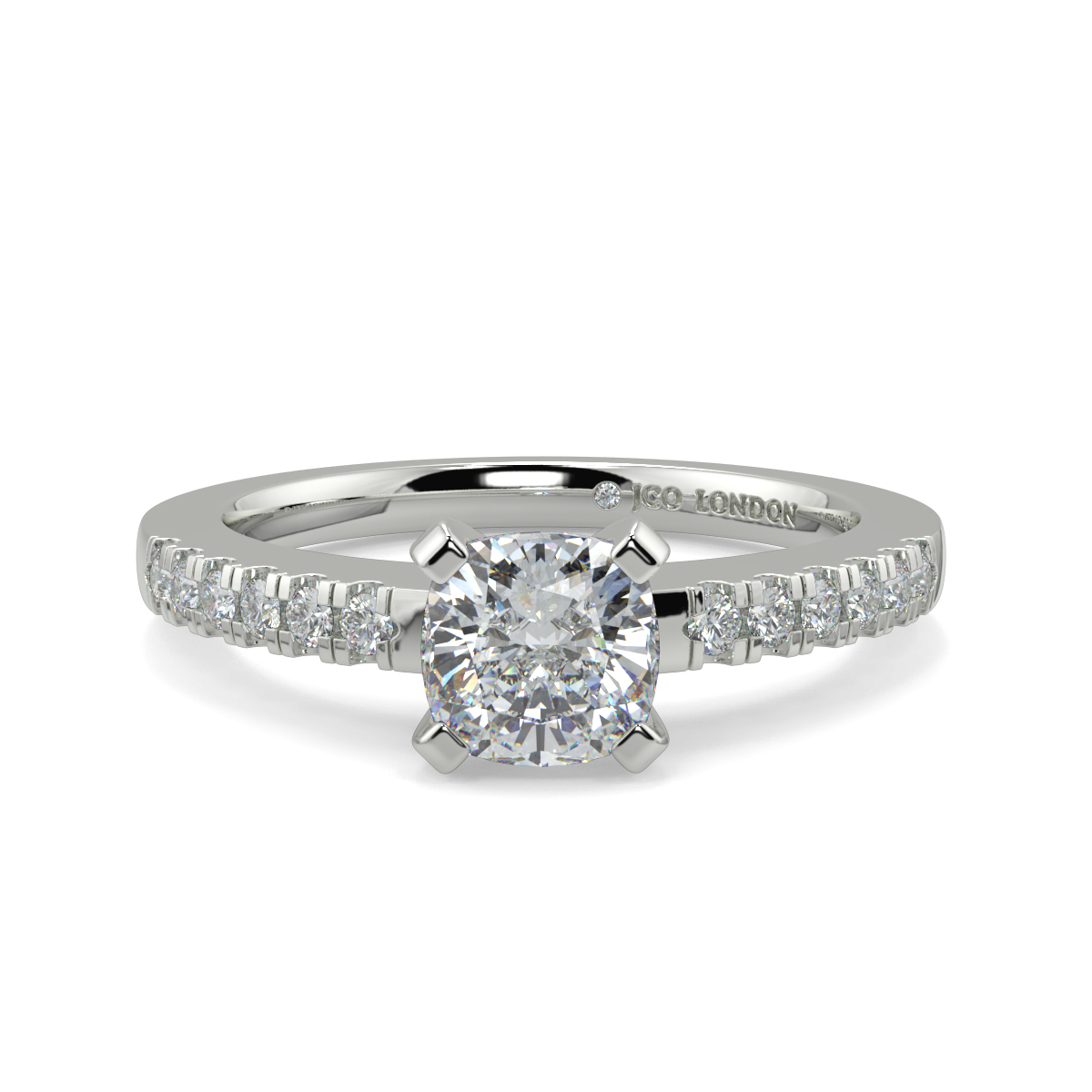Cusion Shoulder Diamond  Engagement Rings