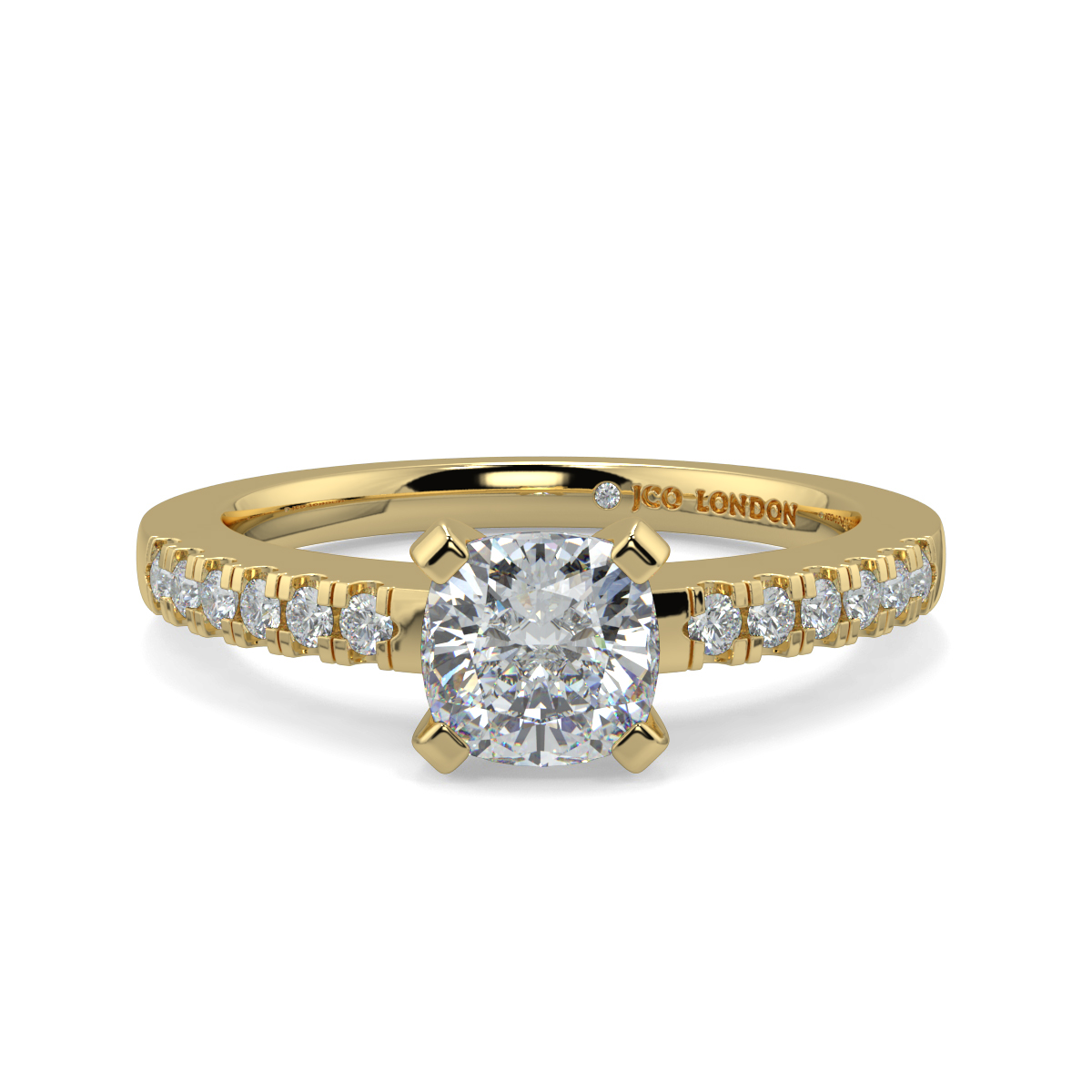 Cusion Shoulder Diamond  Engagement Rings