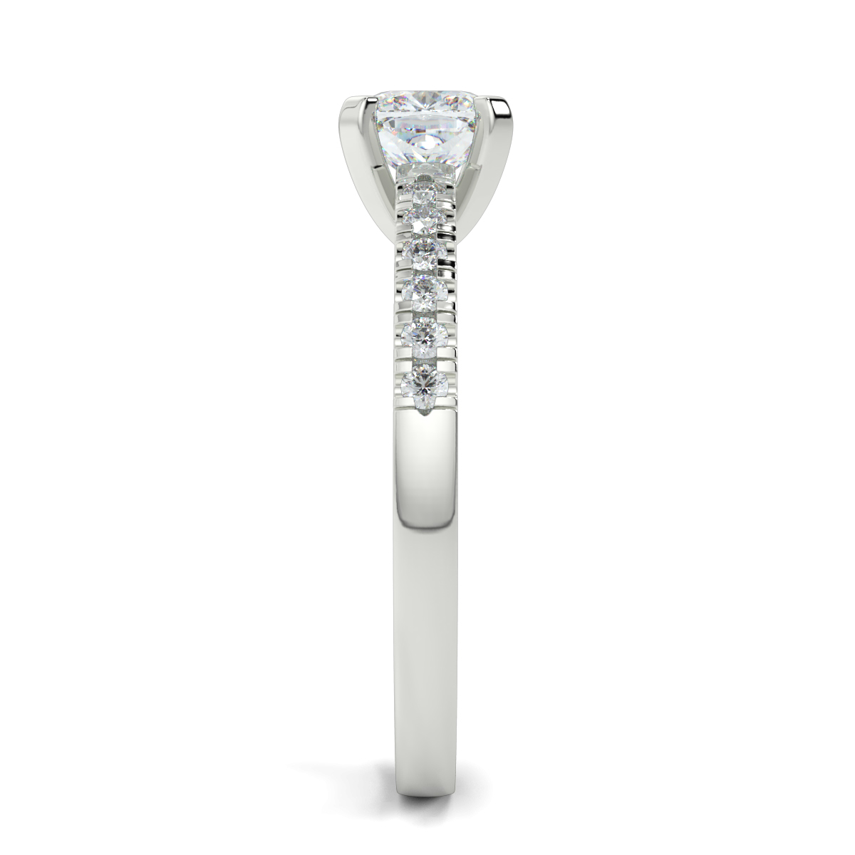 Cusion Shoulder Diamond  Engagement Rings