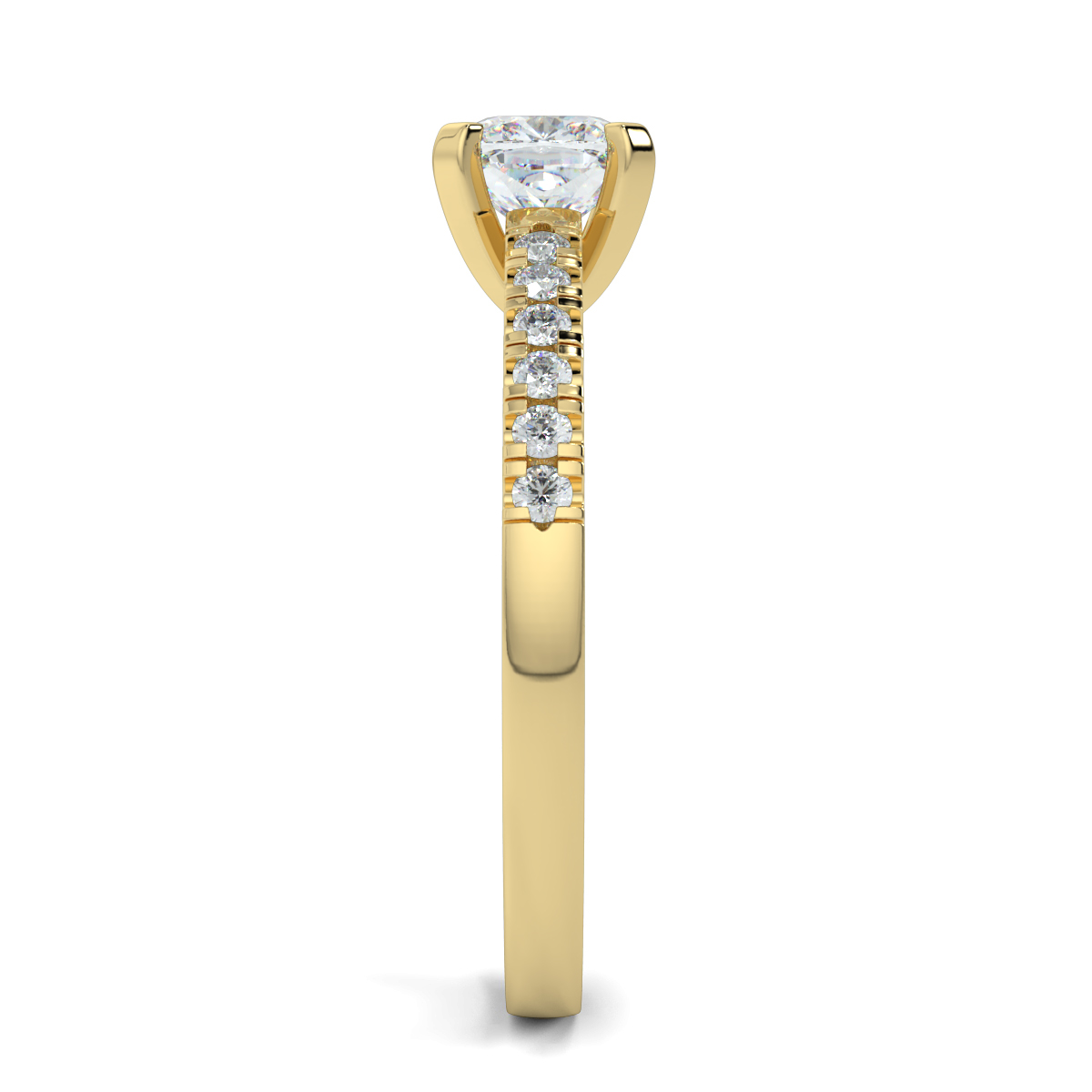 Cusion Shoulder Diamond  Engagement Rings