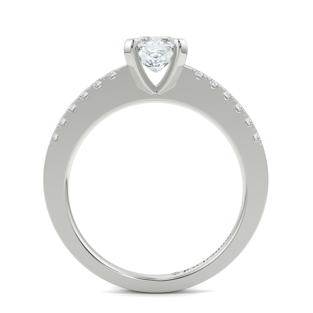 Cusion Shoulder Diamond  Engagement Rings