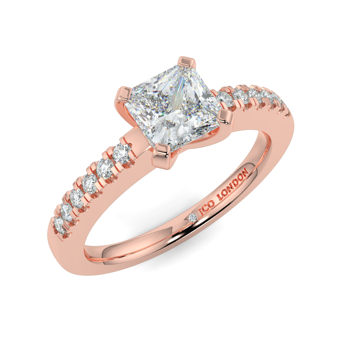 Princess Shoulder Diamond  Engagement Rings